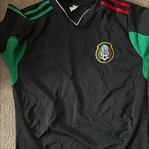 Mexico Soccer Jersey Black with Green and Red Accents vintage